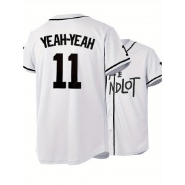 Men's White #11 Baseball Jersey with 