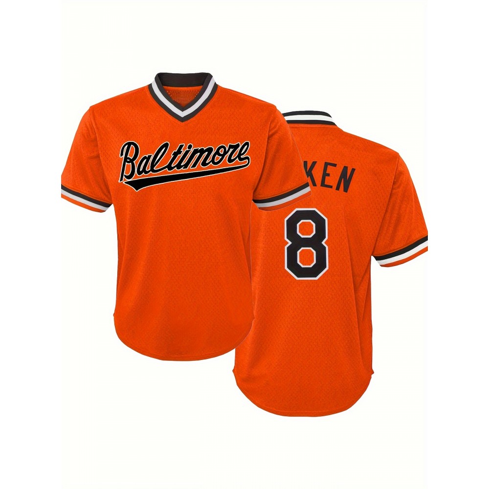 Men's Baseball Jersey T-shirt, Match Party Training Short Sleeve Top for Males