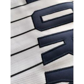 Men's White Striped #2 Baseball Shirt - Breathable Button-Up V-Neck with Classic Letter Embroidery, Loose Fit for Training, Games & Casual Wear | All-Season Sportswear for Men & Teens, Baseball Jersey