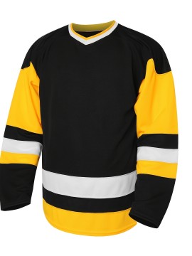 1pc Men's V-Neck Ice Hockey Jersey - 100% Polyester, Embroidered Striped & Solid Color, Breathable Knit Fabric, Loose Fit for Training & Casual Wear
