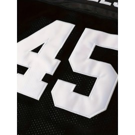 Men's # 45 Black Rugby Jersey, Suitable For Matches And Training