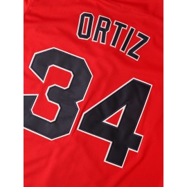 Men'S #34 Red Embroidered Baseball Jersey