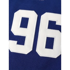 Men's #96 Blue & Red USA Hockey Jersey - V-Neck, Long Sleeve,, Lightweight Polyester Captain's Sweatshirt with Striped Accents for Team Sports, Casual Wear & More