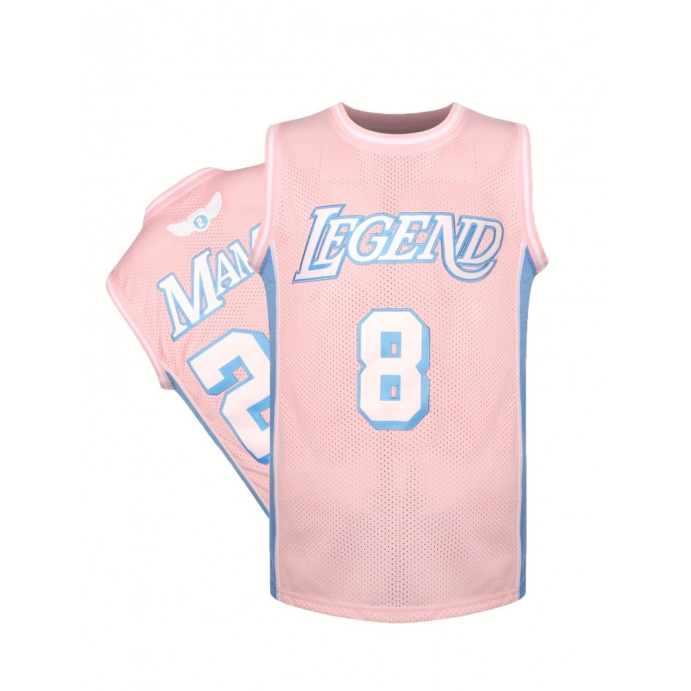 Pink & Blue Men'S Basketball Jersey - #8-24 100% Polyester Sleeveless Sports Uniform - Round Neckline, Machine Washable, Athletic Apparel24 SoldSold BySportCrest