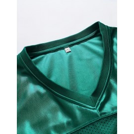 Men'S Solid Color Rugby Jersey, Embroidered American Football Jersey, Breathable V-neck, Outdoor Activity And Party Casual Sportswear