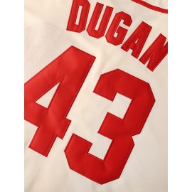 Men's #43 Retro Baseball Jersey - Beige V-Neck Button-Up Shirt with Print Logo, 100% Polyester Loose Fit for Sports, Casual & Parties, Machine Washable, Sports Casual Wear | Vneck Jersey | Comfortable Fit