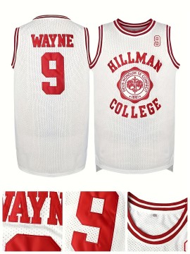 1pc Men'S Embroidered Basketball Jersey - Polyester Knit Fabric, Loose Fit Crew Neck Top with Letters & Number 9, Breathable & Stretchy for Sports, Casual, Training, Outdoor Activities - Universal Fit for Adult Male