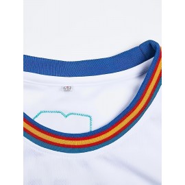 1pc Men'S Basketball Jersey - Polyester Sports T-Shirt with Embroidered Lettering, Breathable & Moisture-Wicking, Lightweight Knit Fabric, Casual Street Style, Round Neck, Short Sleeves, for Training, Outdoor Activities, Beach, Evening Dates, All Seasons