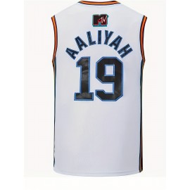 1pc Men'S Basketball Jersey - Polyester Sports T-Shirt with Embroidered Lettering, Breathable & Moisture-Wicking, Lightweight Knit Fabric, Casual Street Style, Round Neck, Short Sleeves, for Training, Outdoor Activities, Beach, Evening Dates, All Seasons