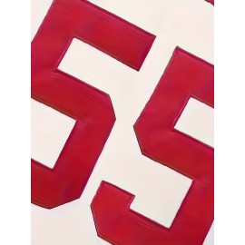 Men'S Casual # 55 White Baseball Shirt V-neck Loose Fit Machine Washable Suitable For Training Teams, Sports And Daily Wear Size S-3XL