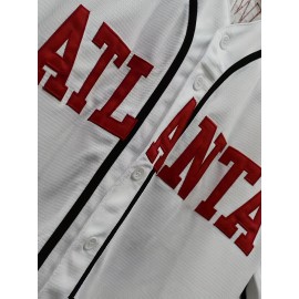 Men'S Casual # 55 White Baseball Shirt V-neck Loose Fit Machine Washable Suitable For Training Teams, Sports And Daily Wear Size S-3XL