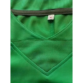 Men'S Embroidered #62 Green Football Jersey, Polyester V-neck Sports Jersey, Slight Stretch Knit Fabric, Loose Fit, for Casual, Running, Training, Hiking, Adult & Teen, Four Seasons Wear
