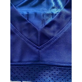 1pc Men'S #7 Blue V-Neck American Football Jersey - Polyester Knit Sports Top with Slight Stretch, Embroidered, Loose Fit for Training, Casual & Outdoor Activities - Universal Fit for Teens & Adults