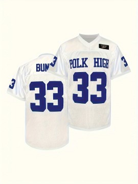 1pc Men'S #33 Polk High Embroidered American Football Jersey - Polyester V-Neck Sports Shirt for Training, Games, Casual Outings - Loose Fit for Adults, Teens, Unisex - Spring, Summer, Fall