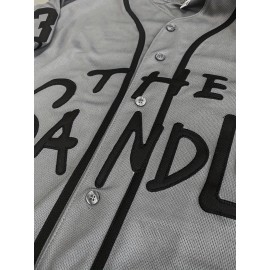 Men's Grey #30 Baseball Jersey - Breathable Button-Up V-Neck Shirt with 