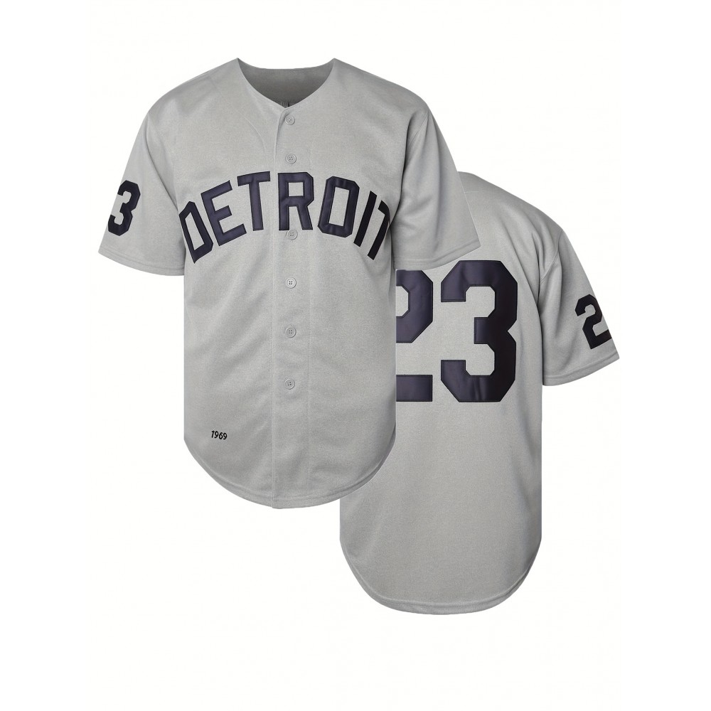 Men'S Classic #23 Detroit Embroidered Baseball Jersey