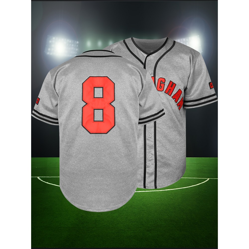 Men'S Baseball Jersey, Sports Training Jersey, Gray Breathable And Comfortable Shirt S-3XL