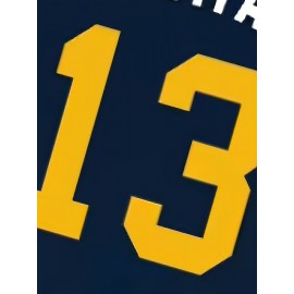 Men'S # 13 Deep Blue Hooded Baseball Sweatshirt Suitable For Training, Competitions, Team Sports S-3XL