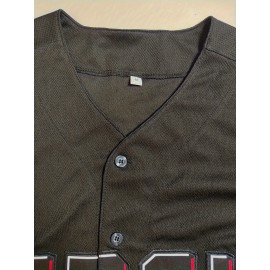 Men's #44 Black City Edition Baseball Jersey, Classic Retro Letter Embroidery Design Breathable Short Sleeve T-Shirt for Training Competition