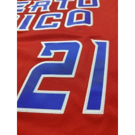Men'S PUERTO RICO #21 Embroidery Design Baseball Jersey, Classic Retro Breathable Short Sleeve Sports Shirt For Training Competition