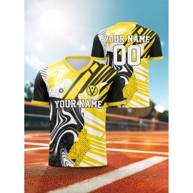 [Custom Football] Customizable V-Neck Children's Football Shirt | Comfortable Fit Sports Leisure Outdoor Running Tops with Name and Number