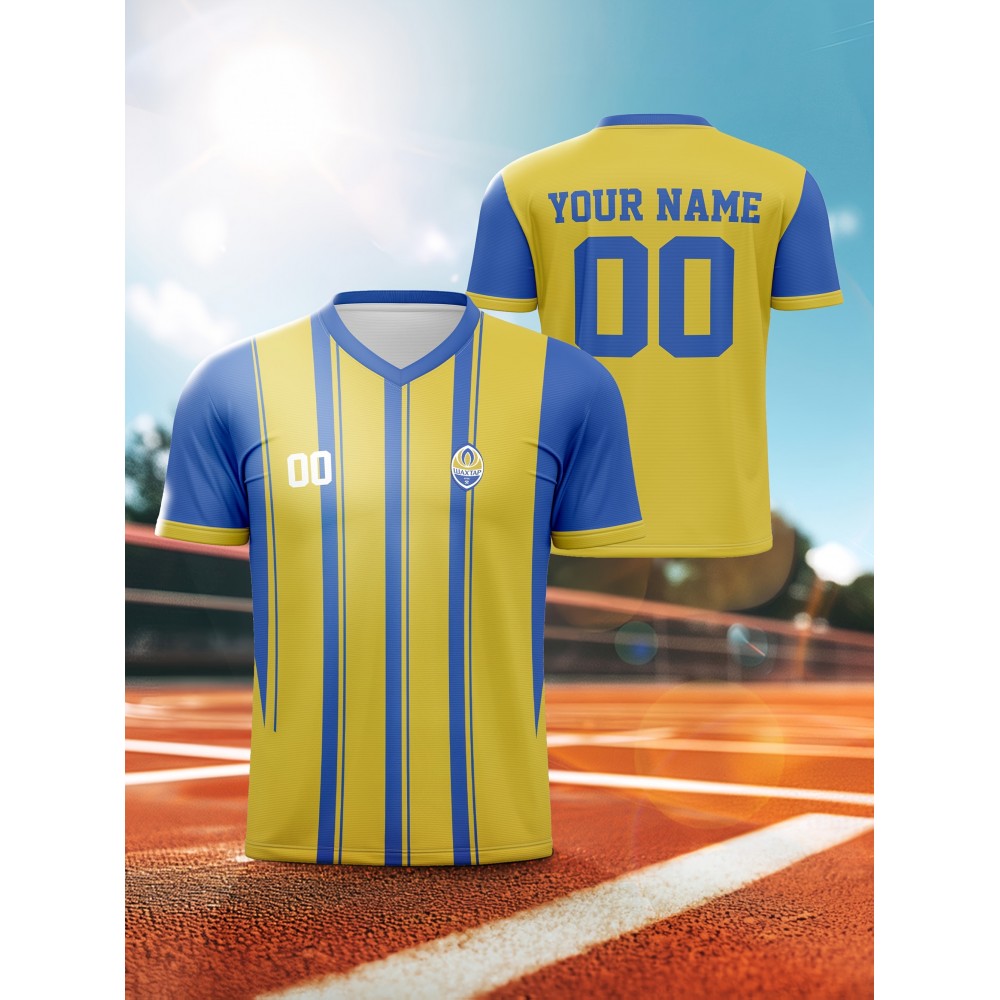 Customizable Kids Soccer Jersey with Name and Number, Polyester V-Neck Sports Shirt, Medium Stretch Knit Fabric, All-Over Print, Regular Fit, with for Boys, Girls, and Youth, for Casual, Running, Training, and Everyday Wear, Spring/Summer/Fall