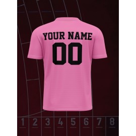 Customizable Youngsters' Soccer Jersey - Pink and Black V-Neck Sports Top with Personalized Name & Number, Comfortable Polyester, Ideal for Outdoor Activities & Training, Custom Sports Top|Vneck Jersey|Comfortable Fit