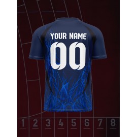 Customizable Kids Football Jersey | 2024 V-Neck Polyester Top - Personalized Name & Number, Preppy Sports Casual, All Over Print, Regular Fit for Children & Teens