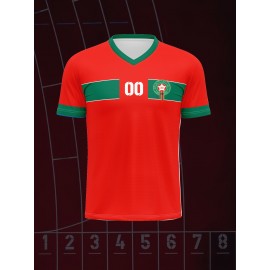 [Customized Football Jersey] Polyester Customized Name And Number V-neck Football Jersey | Medium Stretch All Over Print Sports Shirt for Boys And Girls, Preppy Casual Street Style
