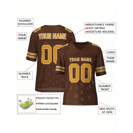 Customizable Football Jersey - Personalized Team & Number, V-Neck, Short Sleeve, Breathable Fabric for Outdoor Sports & Casual Wear, Custom Football Jersey, Summer Sports Apparel, Sporty Design, Comfortable Fit