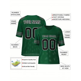 Customizable Football Jersey - Personalized Team & Number, V-Neck, Short Sleeve, Breathable Fabric for Outdoor Sports & Casual Wear, Custom Football Jersey, Summer Sports Apparel, Sporty Design, Comfortable Fit