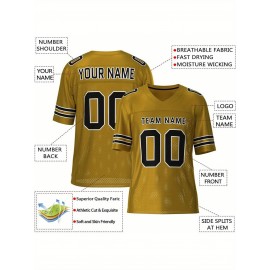 Customizable Football Jersey - Personalized Team & Number, V-Neck, Short Sleeve, Breathable Fabric for Outdoor Sports & Casual Wear, Custom Football Jersey, Summer Sports Apparel, Sporty Design, Comfortable Fit