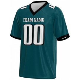 Custom Plus-Size Women's Football Jersey - Personalized Team Name & Number, Vibrant Teal V-Neck Summer Sportswear, Breathable Athletic Top for Sports Meetings, Travel Photo Shoots