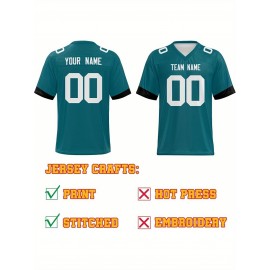 Custom Plus-Size Women's Football Jersey - Personalized Team Name & Number, Vibrant Teal V-Neck Summer Sportswear, Breathable Athletic Top for Sports Meetings, Travel Photo Shoots