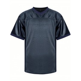 Customizable Football Jersey - Personalized Team & Number, V-Neck Short Sleeve, Breathable Fabric, Perfect for Sports & Casual Wear, Summer Sports Apparel, Sporty Clothing, Comfortable Fit