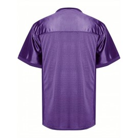 Customizable Football Jersey - Personalized Team & Number, V-Neck Short Sleeve, Breathable Fabric, Perfect for Sports & Casual Wear, Summer Sports Apparel, Sporty Clothing, Comfortable Fit