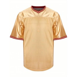 Customizable Football Jersey - Personalized Team & Number, V-Neck Short Sleeve, Breathable Fabric, Perfect for Sports & Casual Wear, Summer Sports Apparel, Sporty Clothing, Comfortable Fit