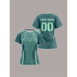 Personalized Women'S Plus Size Soccer Jersey - Custom Name & Number, Black with White Floral Design, Breathable Summer Sports T-Shirt for Casual or Team Wear, Soccer Shirts, Team Uniform, Detailed Print, Quality Print Shirt