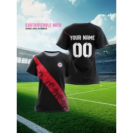 Women's Custom Soccer Jersey Personalized Name & Number - Two-Tone Red/White Athletic top - Non-Stretch Fabric for Soccer, Baseball, Gym - Custom Sports Apparel Gift for Female Players, Outdoor Sports Attire, Vibrant Stripe Design, Durable Sportswear