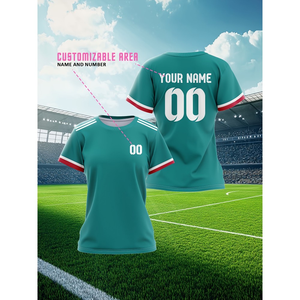 Customized large-sized football jerseys for women, personalized names and numbers, comfortable fit, soft fabric for outdoor sports