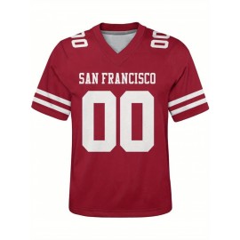 Customizable Plus Size Football Shirt for Women - Personalized Name & Number, V-Neck Short Sleeve, Breathable Summer Sports Jersey, Los Angeles City Team Gift, Football Jersey, Casual Wear, Sporty Design, Comfortable Fit, PLUS SIZE