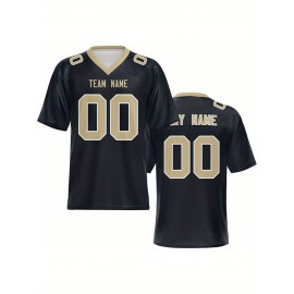 Women's Custom Football Jersey - Personalized Soccer-like sportswear, V-Neck Non-Stretch Tee, Team & Number Customization, Dark Green & Black Color Block for Football, Soccer, Casual Sports - Plus-Size Athletic Shirt, Comfortable Fit