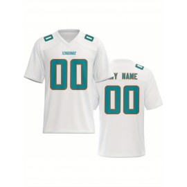 Women's Custom Football Jersey - Personalized Soccer-like sportswear, V-Neck Non-Stretch Tee, Team & Number Customization, Dark Green & Black Color Block for Football, Soccer, Casual Sports - Plus-Size Athletic Shirt, Comfortable Fit