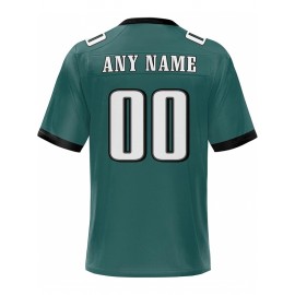 Women's Custom Football Jersey - Personalized Soccer-like sportswear, V-Neck Non-Stretch Tee, Team & Number Customization, Dark Green & Black Color Block for Football, Soccer, Casual Sports - Plus-Size Athletic Shirt, Comfortable Fit