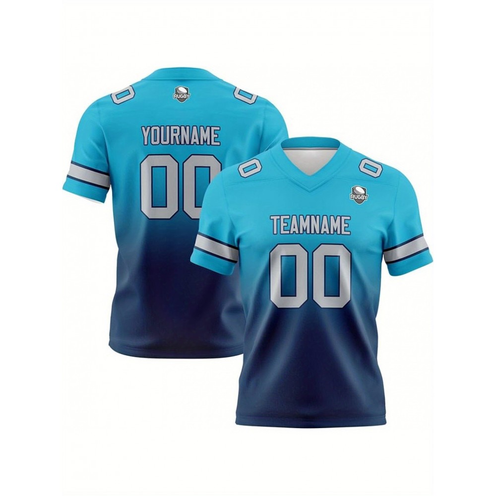 Custom Team Football jersey, Personalized Name& Number, Button-Up V-Neck Shirt, Soft Polyester for Training, Matches, and Team Activities