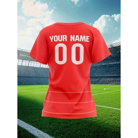 Customizable Women'S Plus Size Football Jersey - Soft & Breathable, Personalized Name & Number, Black with Red Accents, Perfect for Training, Sports Events & Casual Wear, Sports Event Apparel | Customizable Jersey | Comfortable Fit, Football Shirts