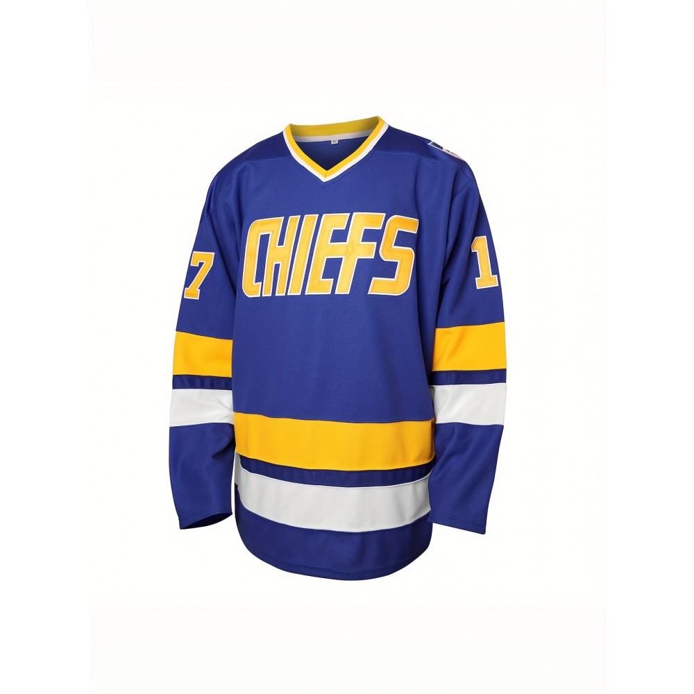 17 Men's Ice Hockey Jacket White Blue Sports Training Jersey Comfortable And Casual S-3XL