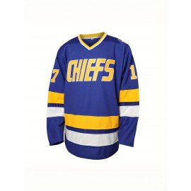 17 Men's Ice Hockey Jacket White Blue Sports Training Jersey Comfortable And Casual S-3XL