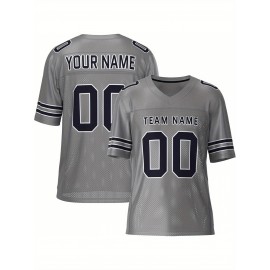 Customizable Football Jersey - Personalized Team & Number, V-Neck, Short Sleeve, Breathable Fabric for Outdoor Sports & Casual Wear, Custom Football Jersey, Summer Sports Apparel, Sporty Design, Comfortable Fit