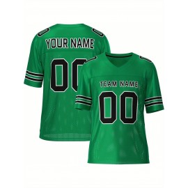 Customizable Football Jersey - Personalized Team & Number, V-Neck, Short Sleeve, Breathable Fabric for Outdoor Sports & Casual Wear, Custom Football Jersey, Summer Sports Apparel, Sporty Design, Comfortable Fit